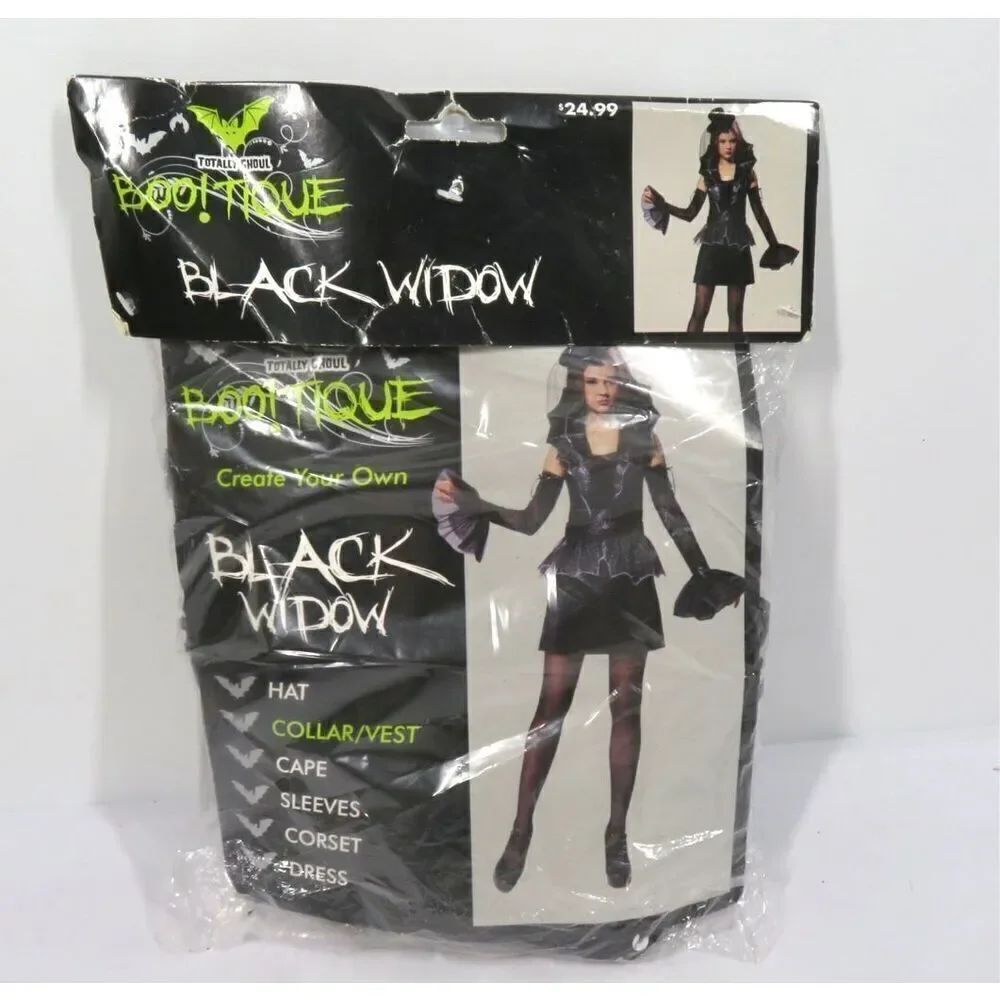 Totally Ghoul Black Widow Costume Collar Vest Junior Women Size S New in Package